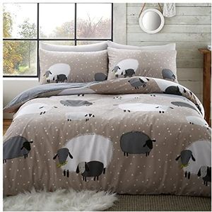 Dekbed met schapenprint dubbele, wasbare polykatoen omkeerbare polka dot beddengoed sets, gezellige bedrukte quilthoezen, natuurlijk