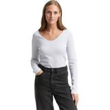 TOM TAILOR Denim T-shirt met lange mouwen voor dames, 40001, witte glitter, XXL