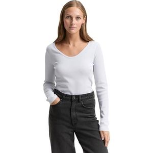 TOM TAILOR Denim T-shirt met lange mouwen voor dames, 40001, witte glitter, XXL