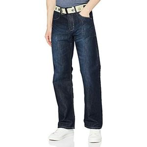 Enzo Heren Regular Fit Jeans, Blauw (Darkwash), 32W x 30L