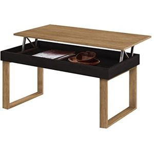 HOGAR24 ES Odin salontafel van massief hout, gewaxt en zwart, afmetingen: 100 x 50 x 47 cm