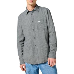 Wrangler 1 x flanellen overhemd voor heren, Grijs zwart, S