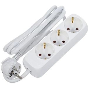 Duitse stekkerdoos wit 3-voudig zonder schakelaar 1,5 m 3G 1,0 mm² perfect voor een nette en veilige aansluiting van apparaten - optimaliseer je energie!