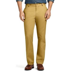 Izod Men's American Chino Flat Front Slim Fit Pant, Khaki, 32W x 32L