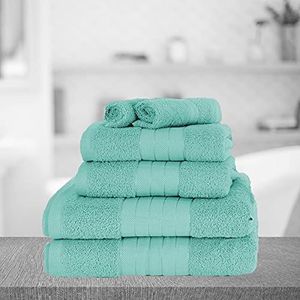 Brentfords Extra grote badhanddoeken van 100% katoen - premium kwaliteit, super absorberende en sneldrogende jumbo-handdoek - aquablauw - luxe eenpersoons set - 90 x 150 cm