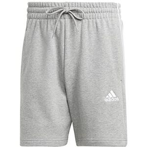 adidas Heren Essentials French Terry 3-Stripes Shorts, Medium Grey Heather, XS