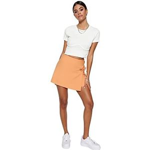 Trendyol Vrouw normale taille rechte been skort shorts, oranje,34, Oranje, 32