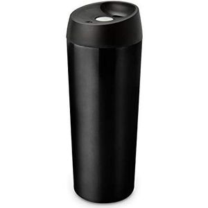 ROMINOX Geschenkartikelen isoleerbeker // Recta 500ml zwart, koffiemok, warme drankbeker, thermobeker, isolerende dubbele wand, drink op drukknop, 500 ml; afmetingen: ca. 8 x 8 x 21,5 cm