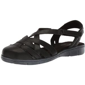 Easy Street Women's Garrett Flat Sandal, Black, 9.5 W US