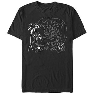 Disney Lilo & Stitch - Stitch Surf Line Art Unisex Crew neck T-Shirt Black 2XL