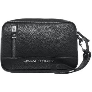 Armani Exchange Pebble Branded Beauty Case voor heren, zwart, zwart