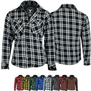 BULLDT Motorhemd voor heren, houthakkers-look, bikerhemd, 52/L, zwart