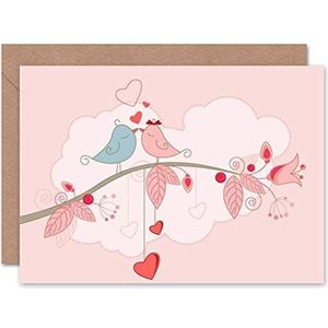 Wee Blue Coo Valentine Love Birds harten, blanco, wenskaart, kunst