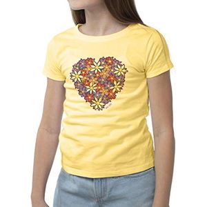 Del Sol T-shirt met opschrift""I Heart Flowers, Butter"", voor jongeren, meisjes, wisselt van paars naar levendige kleuren in de zon, 100% gekamd, ringgesponnen katoen, korte mouwen, maat YL
