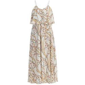 ECY Maxi-jurk voor dames, met allover-print, wit, M
