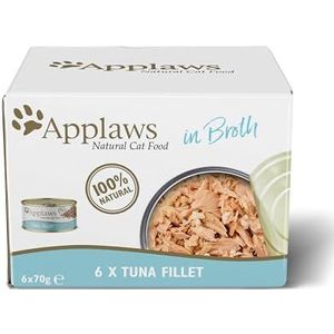 Applaws Natvoer voor volwassen katten, tonijnfilet, 100% natuurlijk, 4 x (6 x 70 g), in totaal 24 blikjes