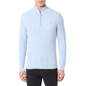 GANT Katoenen kabel halve rits, Ice Blue Melange, S