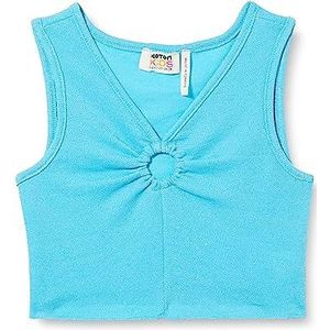 Koton Girls's Crop Top Mouwloos Cut Out Detail V-hals Gleamy T-shirt, turquoise (681), 5-6 Jaar