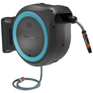 Gardena accu-wandslangbox PowerRoll XXL gebruiksklare set: automatische slanghaspel met 40 m tuinslang, slanggeleider en RollControl, complete set met accu (18645-20)