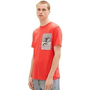 TOM TAILOR Denim Heren 1036452 T-shirt, 11042 Plain Red, L, 11042 - Plain Rood, L