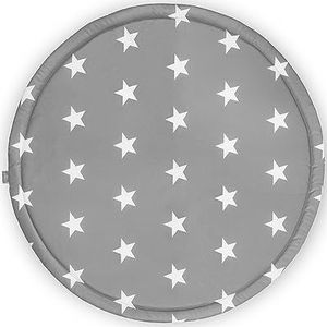 Boxdek Rond - Little Star Dark Grey - Speelkleed Baby - Ø 92 cm - Wasbaar - Antislip - Donkergrijs