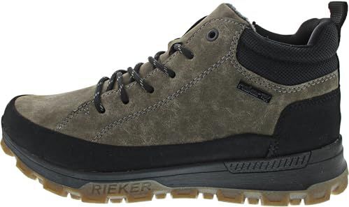 Rieker - Veterlaarzen - Bruin / Zwart - Imitatieleder - Middelhoge Hak