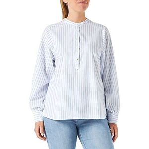 Tommy Hilfiger Dames Stripe Henley Blouse LS Shirt, Oxford STP/Wit/Hydrengea Blauw, 44