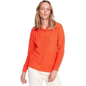 Trendyol Vrouwen Turndown kraag Plain Regular Sweater Sweater, Oranje, L, ORANJE, L