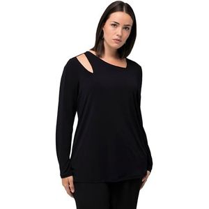 Ulla Popken, Dames grote maten, shirt met cut-out, blauw, 46/48 NL