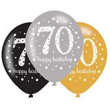 Amscan 9900734 - latex ballonnen 70 Happy Birthday, 6 stuks, ballonnen, verjaardag, decoratie