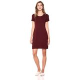 Amazon Brand - Dagelijks Ritueel Dames Jersey Short-Sleeve Scoop Neck T-Shirt Jurk,Rood (Donker Rood),XS