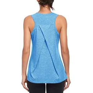Workout Tank Tops voor Vrouwen Gym Atletische Mouwloze Running Tops Yoga Shirts Racerback Sport Vest (Blauw, XL)
