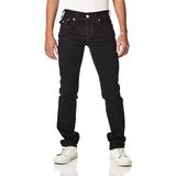True Religion Men's Ricky Big T Straight Leg Jean with Back Flap Pockets, Body Rinse Black, 29W X 34L