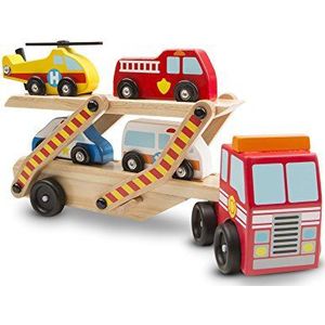 Melissa & Doug Wooden Emergency Vehicle Carrier, Magnetic Wooden Cars & Truck Toy , Wooden Toys for 3 Year Old Boy Gifts , Toy Car Set , Toddler Toy Cars for 3+ Year Old Boys & Girls 3 4 5 7