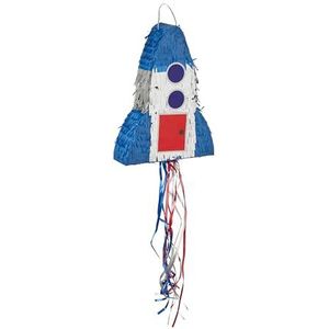 Relaxdays pinata raket, om op te hangen, ideaal voor kinderen, themafeest ruimte, zelf opvullen, party piñata, kleurrijk