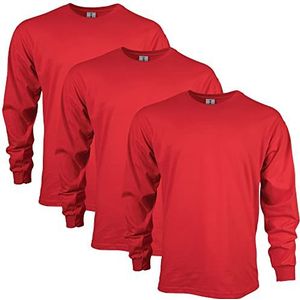 Gildan heren Ultra Katoenen T-shirt met lange mouwen, Stijl G2400, Rood, M