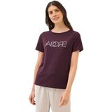 Cecil - T-shirt - Mulberry Red - Burnout-look met Opschrift