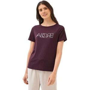 Cecil - T-shirt - Mulberry Red - Burnout-look met Opschrift