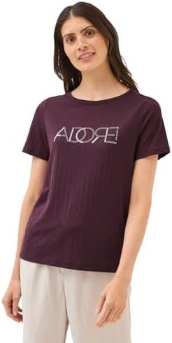 Cecil - T-shirt - Mulberry Red - Burnout-look met Opschrift