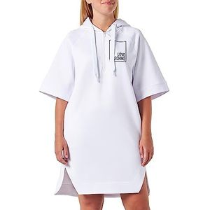 Love Moschino Dames Relaxed Fit Hooded Short-Sleeved Dres Dress Dress, wit (optical white), S