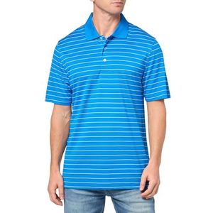 Amazon Essentials Regular-fit sneldrogend golfpoloshirt voor heren (verkrijgbaar in groot en lang), koningsblauw wit mini-strepen, medium