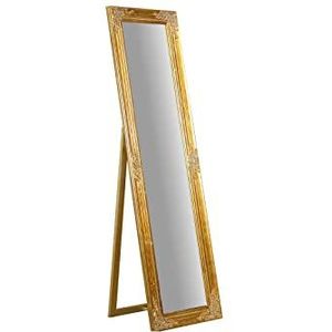 Biscottini Vloerspiegel voor slaapkamer, 46 x 5 x 166 cm, vloerspiegel met houten frame, lange spiegel vanaf de vloer