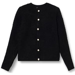 Trendyol Gestructureerde lange mouwen voor dames, regular gebreide jas, zwart, L