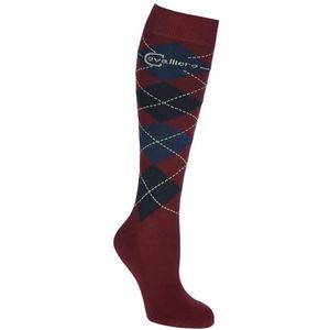 Covalliero 1 paar Rijsokken Brescia, maat 37-39, merlot/graphite, katoen, goede pasvorm, versterkt voetgedeelte, machinewasbaar