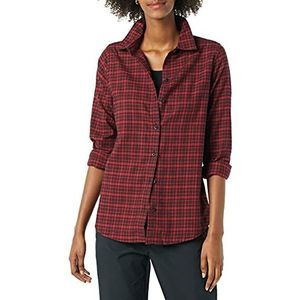 Amazon Essentials Women's Lichtgewicht geruite flanellen overhemd met klassieke pasvorm en lange mouwen, Zwart Rood Geruit, L