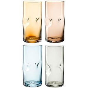 Leonardo Vesuvio Longdrinkglazen set 4-delig - beker van hoogwaardig glas in organische vorm - inhoud 330 ml - handgemaakt - vaatwasmachinebestendig - 4 drinkglazen in verschillende kleuren