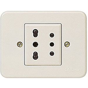 Bticino 1266 N Serie Domino stekker 2-polig, Terra, 10 A en tweepolige stekkerdoos, 6 A, ivoor