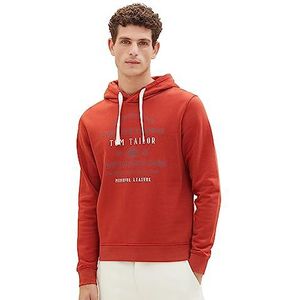 TOM TAILOR Heren hoodie met print, 14302-fluweel rood, S