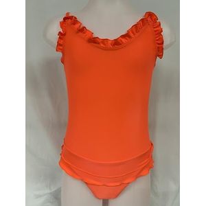 HAUTE PRESSION Eendelig badpak voor meisjes, effen, neon X9001, C02, T6A, Oranje, 6-8 Jaren