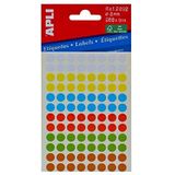 APLI 2092 - Mini-zaketiketten diverse kleuren Ø 8,0 mm 3 vellen